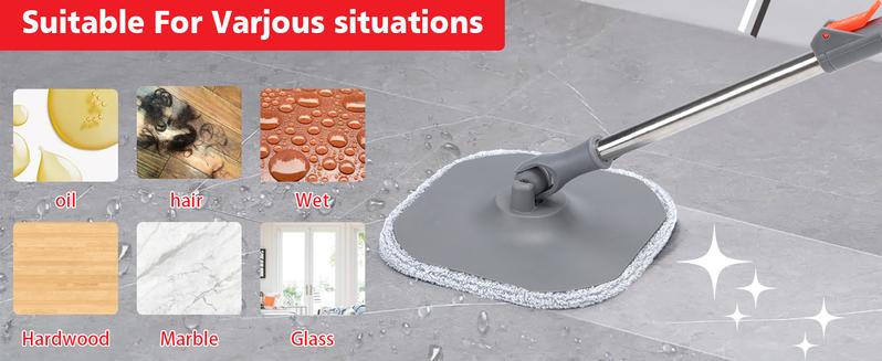 [2025 Upgraded] Spin Mop Bucket System Set with Self Separation Dirty and Clean Water System, Self Wringing 360° Rotating, Mop Pads Refill Include