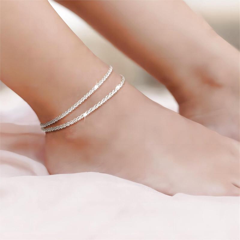 Ankle Bracelets for Women, Glitter Waterproof Adjustable Anklet for Women, Layered Anklets, Summer Beach Anklet Jewelry for Women Gift telugu anklet