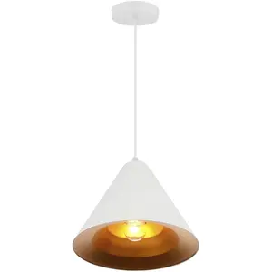CWI Lighting Keila 1 Light 10 inch Matte White and Gold Down Pendant Ceiling Light 9666P10-1-142