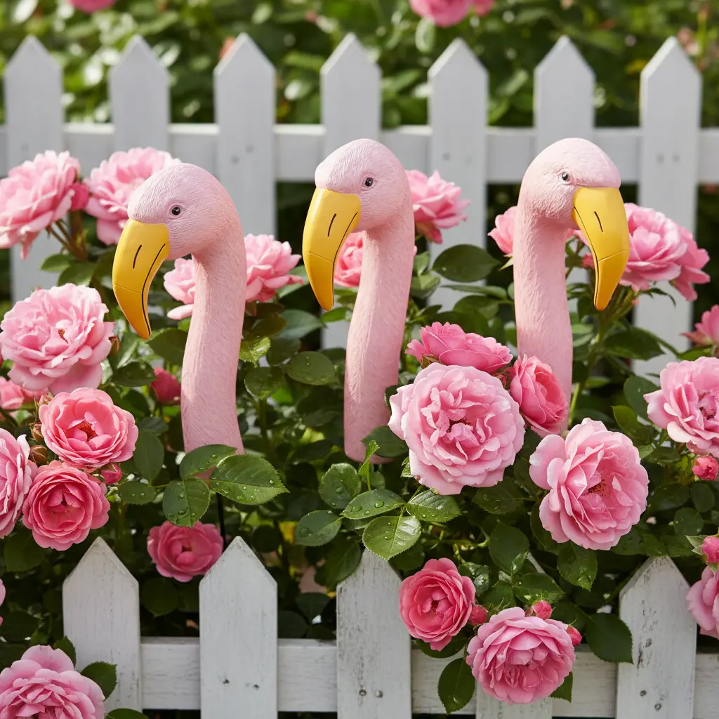 Set of 3 Resin Flamingo Statues for Garden Decoration | Features Flamingos in Large, Medium, And Small Sizes, Ideal for Outdoor Lawn Decor, Complete with Poles. Great for Balconies, Patios, Or As a Thanksgiving Present for Garden Embellishment