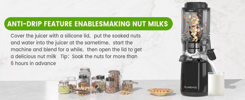 Cold Press Juicer, 6.5" Wide Feed Chute Juice Extractor Machine with Handle, High Juice Yield, 350W Professional Slow Masticating Juicer for Whole Vegetables & Fruits, Easy to Clean for Batch Juicing