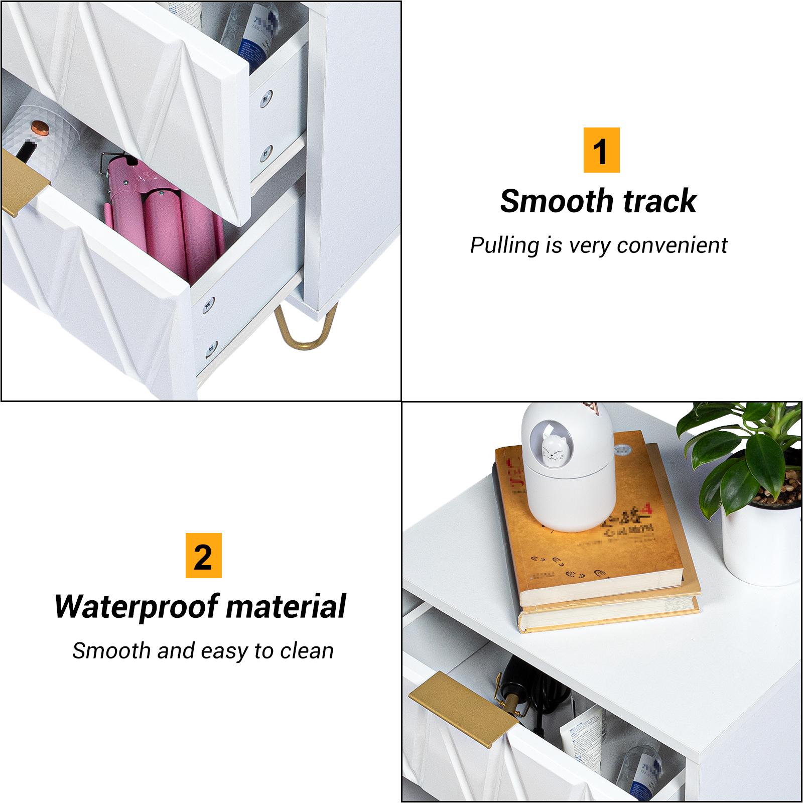 2pcs Nightstand Modern Bedside Table with 2 Drawers & Gold Metal Legs, Simple and Elegant Bedside Table,Night Stand Metal Legs for Bedroom Living Room