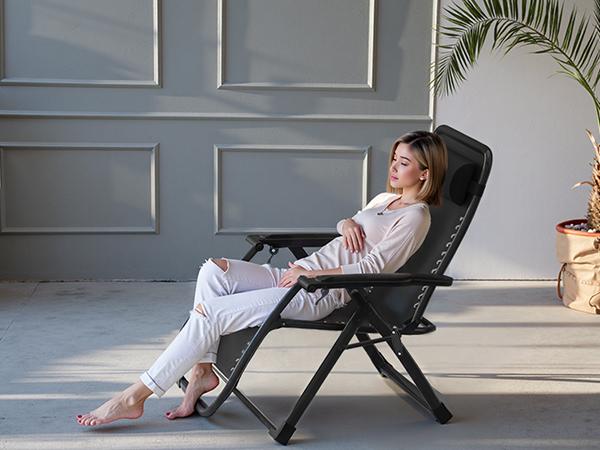 Zero Gravity Chair, Reclining Camping Lounge Chair, Reclining Patio Chairs with Cup Holder Trays and Removable Cushion, Folding Recliner for Indoor and Outdoor Zero Gravity Chair, Reclining Camping Lounge Chair, Reclining Patio Chairs with Cup Holder Trays and Removable Cushion, Folding Recliner for Indoor and Outdoor