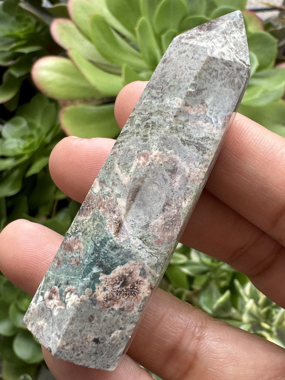 Green Cherry Blossom Agate Towers  Available now from Urban Rutile