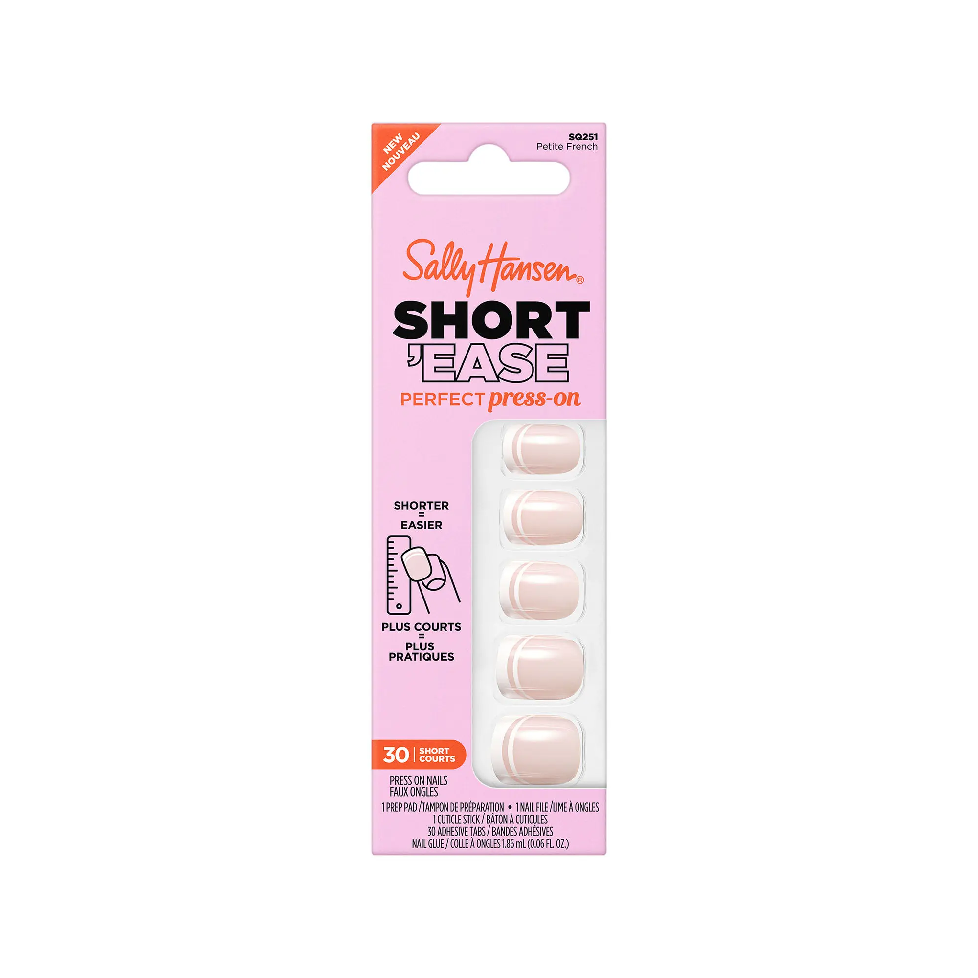 Sally Hansen Salon Effects Perfect Press-On Short'Ease Nails, Short Length, With Vitamin E & B5, Non-Damaging