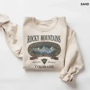 Retro Rocky Mountains Sweatshirt, Vintage 90s Colorado Graphic Crewneck, Mountain Pullover Gift, Nostalgia Hiking Old School Gift Gift For Women