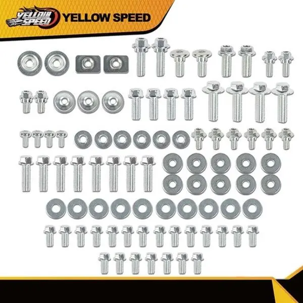 Kawasaki Bodywork Bolt Kit for Kx60,Kx65,Kx80,Kx85,Kx125,Kx250,Kx500 Plastic Parts - 10 Collars,10 M6x20 Fender Washers,2 M6 Square Nuts,2 M8 Shouldered Seat Bolts,4 Dished Washers, 100% Brand New In Original Packaging, 6 Kawasaki Radiator Shroud & Side P