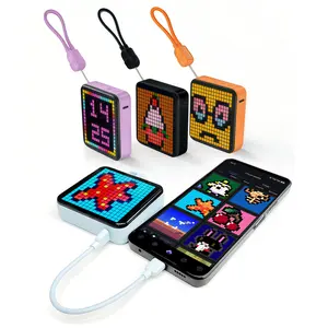 5000mAh Mini Pixel Screen Power Bank with USB-C Lanyard Cable APP Custom Patterns 19.25W Fast Charging Portable Charger for Phone & Smartphone Multiple Colors