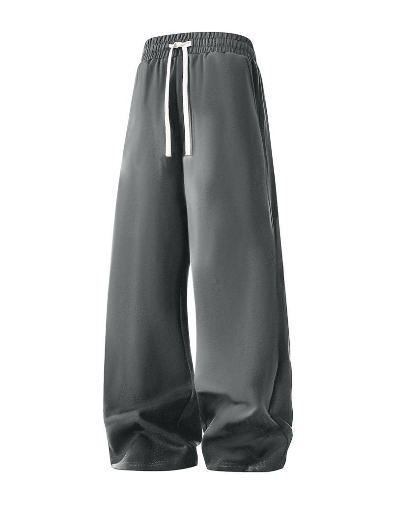 Men's Regular Fit Drawstring Casual Pants - Soft and slightly stretchy fabric, comfortable and breathable, drawstring waist adjustment, solid color, perfect for outdoor sports and fitness activities in spring and summer