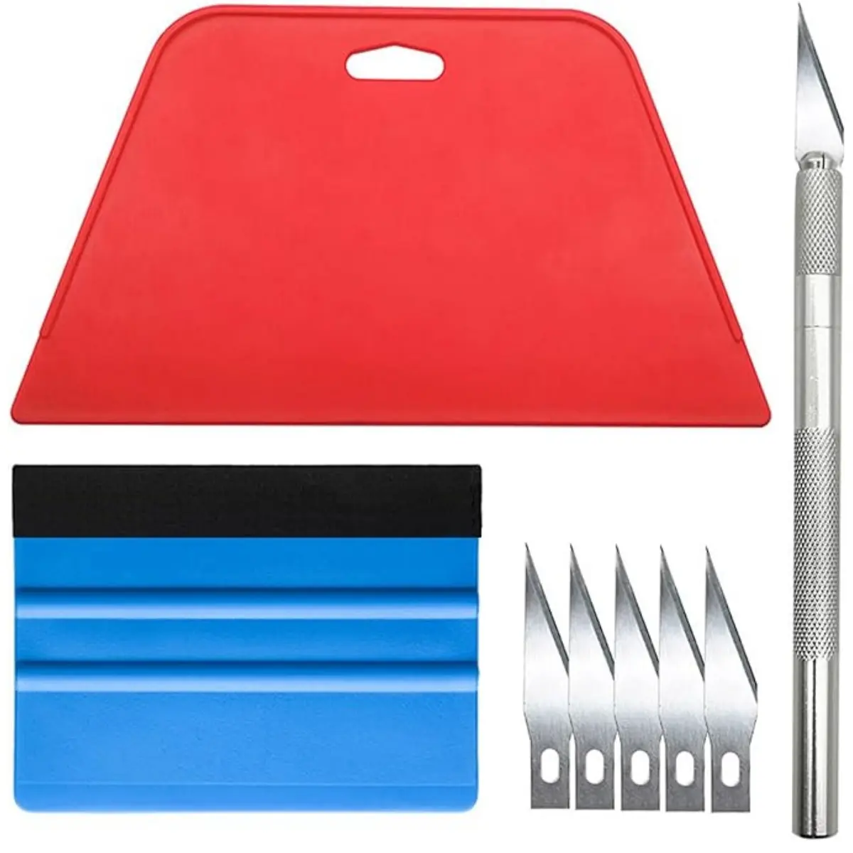 1 Set Self-Adhesive Wallpaper Application Kit with Metal Knife, Plastic Sponging Tool, Foam Roller, Replacement Blades - Ideal for Vinyl Tile & Wallpaper Installation