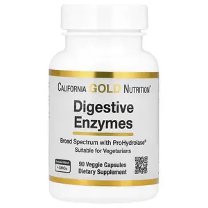 California Gold Nutrition Digestive Enzymes with Proprietary Enzyme Blend, ProHydrolase® and Amylase Blend, 90 Veggie Capsules