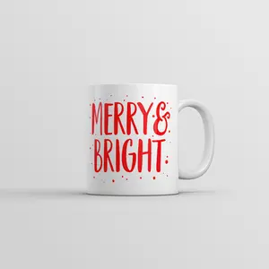Merry And Bright Mug Funny Sarcastic Christmas Themed Coffee Cup - 11oz Funny Coffee Mugs Ceramic Printed Drinkware Cup