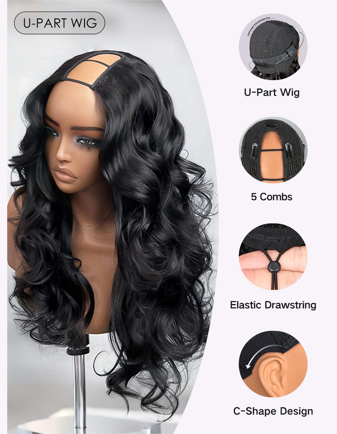[Must-Have Wig] Wavymy Pre-Styled Butterfly Cut Layer Yaki Straight Natural Wave V Part&Half Wig Beginner Friendly Glueless No Lace Easy Install 250% Density 100% Human Hair Natural Realistic Hairline Comfortable Protective Styling Daily