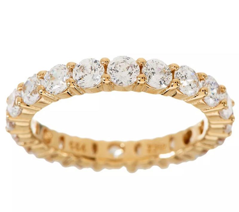 Diamonique 100-Facet Eternity Band Ring, 14K Clad or Sterling