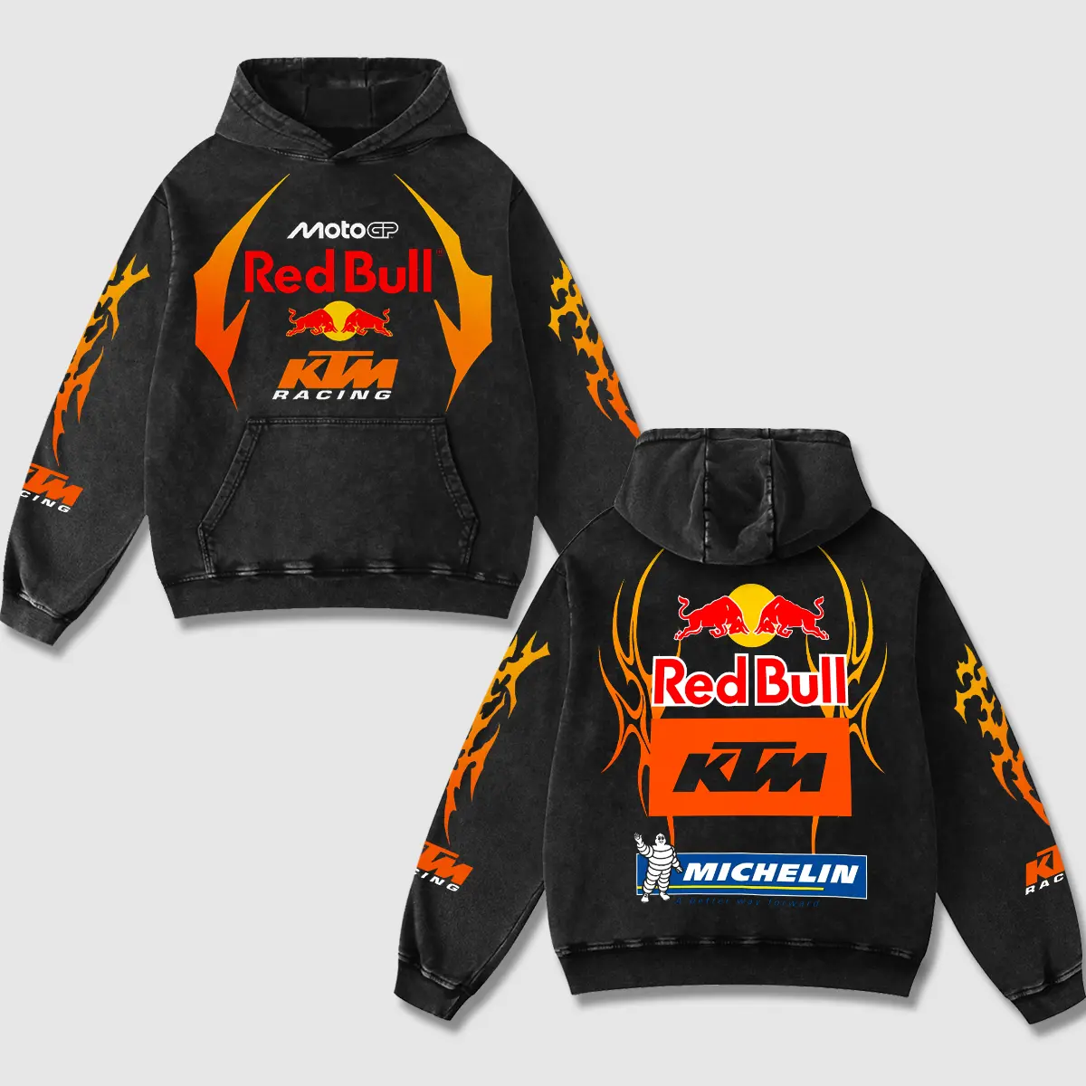 Ktm Riding Apparel Retro KTM x Redbull Racing Acid Washed Hoodie MotoGP World Champion ...