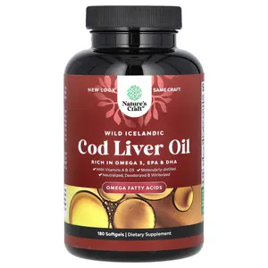 Nature's Craft Wild Icelandic Cod Liver Oil with Vitamins A & D3, 180 Softgels
