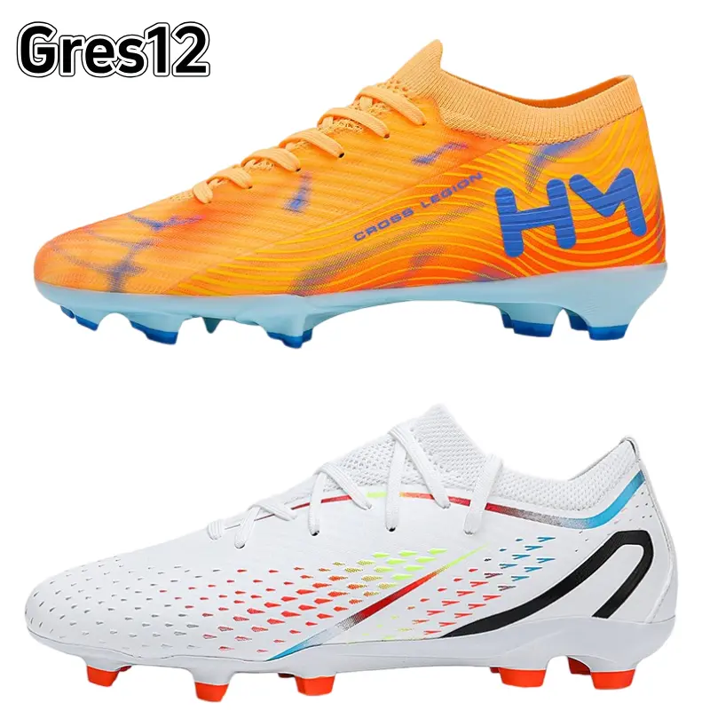 Cross Legion Unisex Seamless Upper Football Cleats - Lightweight PU Leather Spike Shoes with Good Grip, All Seasons Golden Outdoor Training Footwear, European Size EU37-EU45 (Incl. EU40) White