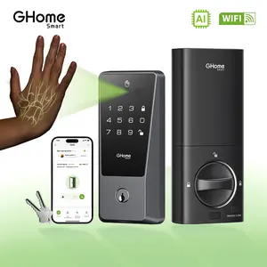 GHome Smart Palm Vein Recognition Wi-Fi Deadbolt Lock with Remote Control Auto Lock Unlock App Access for Home Apartment Office Honhe Security