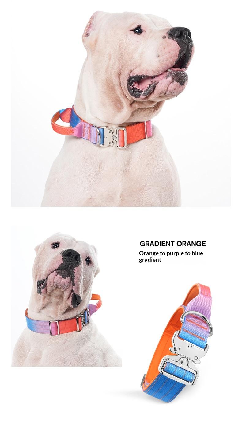 Gradient Tactical Dog Collar Heavy Duty Adjustable Pet Collar with Control Handle and Metal Buckle for Medium Large Dogs