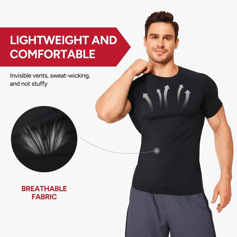 【LIVE】Nebility Men's Athletic Compression Short Sleeves Shirts High Elastic & Compression Wicking Workout Shirts for Enhanced Performance Summer Active Wear