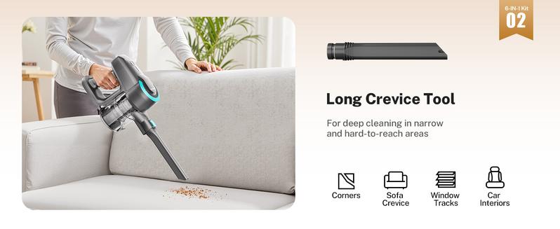 [FebFaves] Devoac Cordless Vacuum Cleaner, 8-in-1 Rechargeable Stick Vacuum, 40mins Runtime, Powerful Suction, Lightweight, Versatile for Hardwood Floors, Car, Carpets, Pet Hair - Home Cleaning Tool