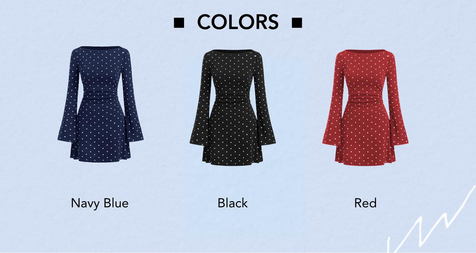 Cider Polka Dot Mini Dress – Flattering Ruched Bodycon Dress with Bell Sleeves， Hides Tummy & Arms， Soft Stretch Cotton for Date Night