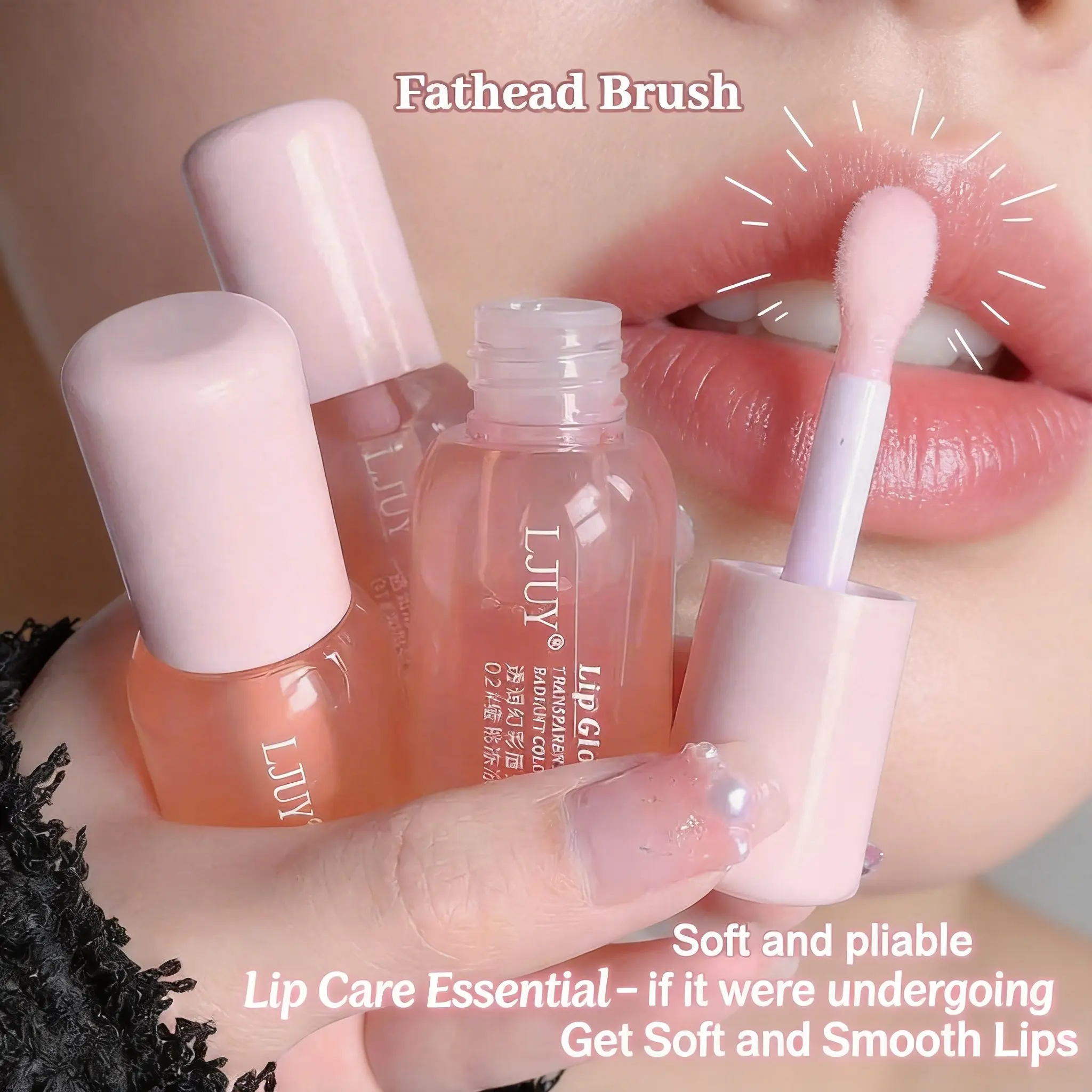 3Counts/Set LJUY Conditioning Lip Oil Balm - Shea Butter, Mint & Coconut Oil – Glow Reviver Plumping Lip Oil Soft, Nourished Lips Moisturizing Glaze Hydrating Trio Gloss derma stamp Rechargeable Colorful LED Facial Mask Lymphatic Contour Facial Brush summ