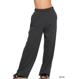 Zenana Fleece Sweatpant with Pockets - Soft Cozy Fleece Material Drawstring Pocketed Womenswear for Lounging & Casual Comfort