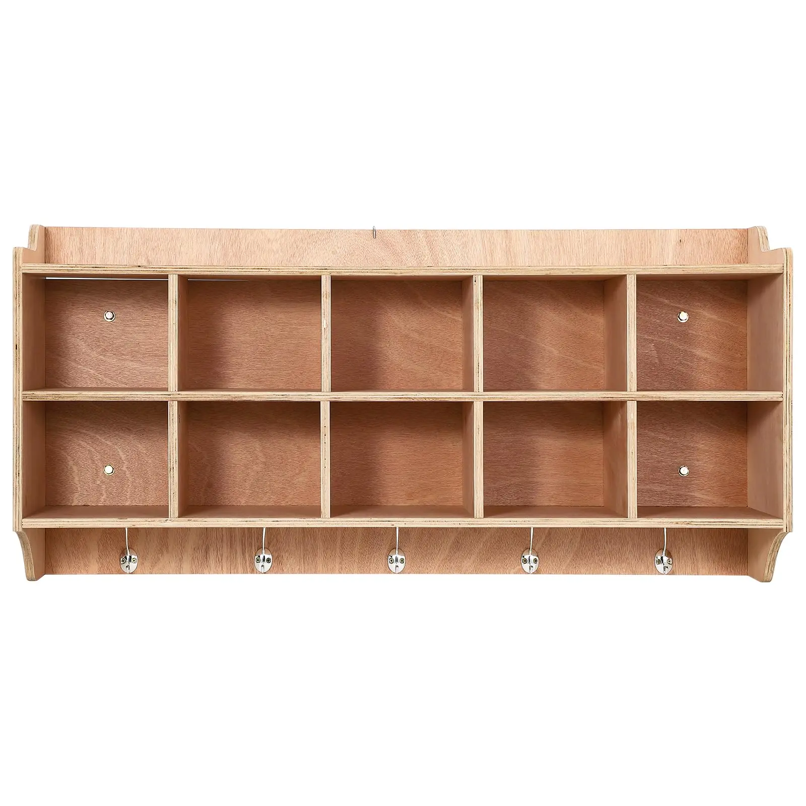 Hanging Coat Locker with 10 Cubby Storage Organizer Cubes, Daycare Shelves with Hooks and Shelf, Durable Furniture for Kids Toys and Classroom