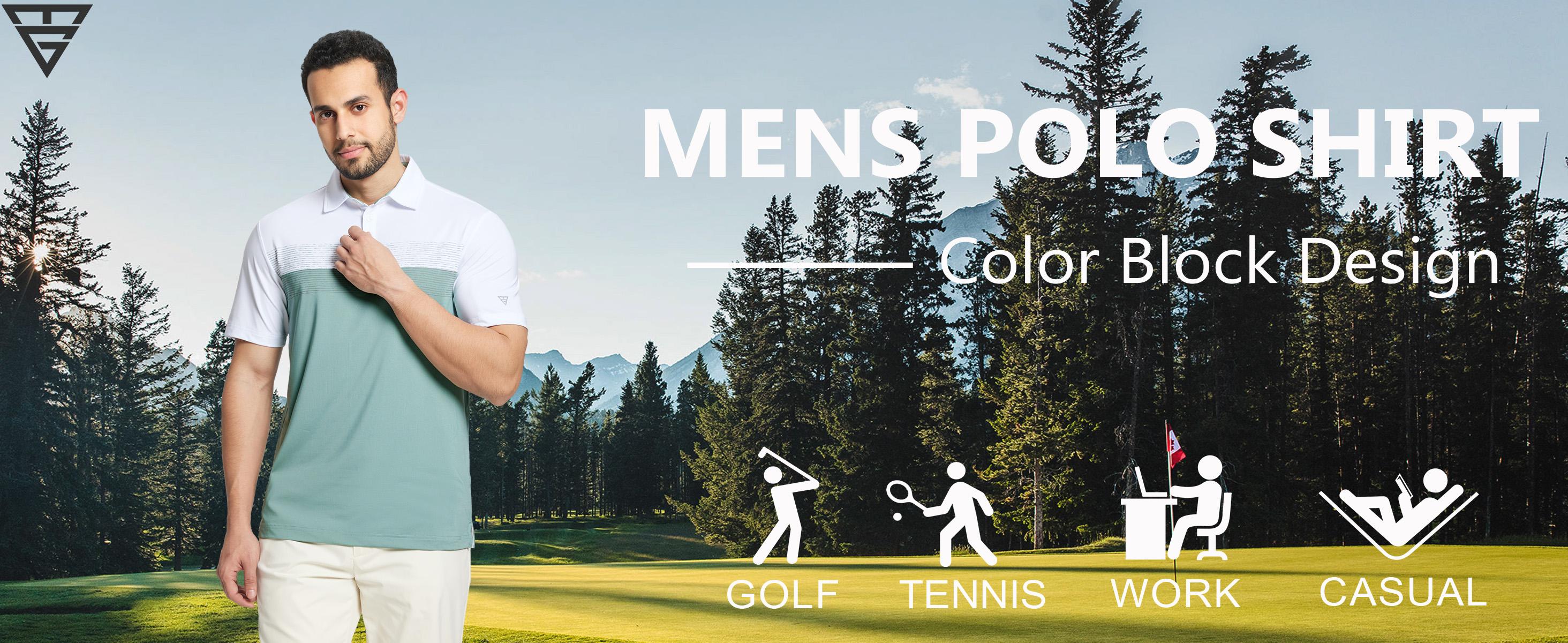 MAELREG Polo Shirts for Men Dry Fit Performance Chest Print Color Block Moisture Wicking Casual Short Sleeve Golf Shirts,Contrast Color Outdoor Clothing,Gifts for Men SpringStatements