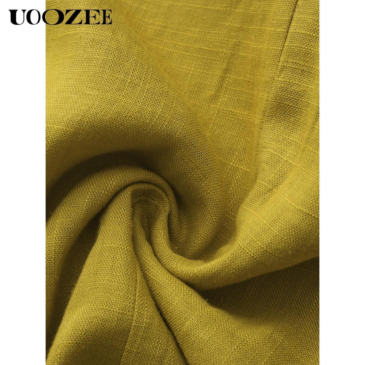 Women's Half Sleeve Loose Plus Size Long Skirt - Solid Color, Round Neck, Casual Summer Comfort, Daily Elegance, Linen Fabric, Comfortable and Breathable, Daily, Commuter Dress Springtok (the size is too large, it is recommended to order a size smaller)