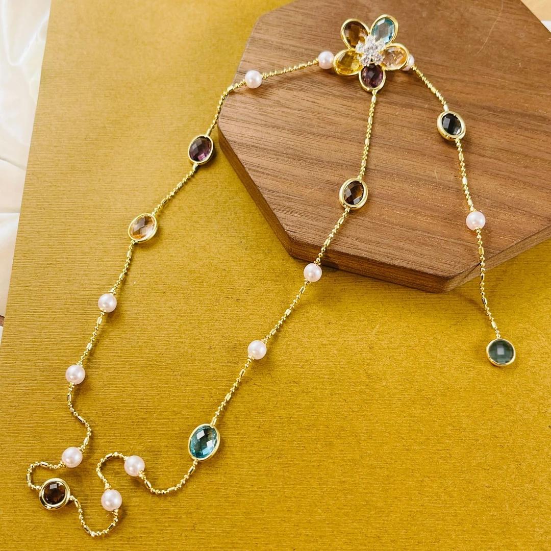 Swyii Elegant Floral Adjustable Pendant Multi Station Necklace for Women for Party, Flower Pendant, Trendy All-match Luxury Jewelry, Gift for Her, Party Glam Bling, Holiday Haul Gifts, Spring Refresh, Easter