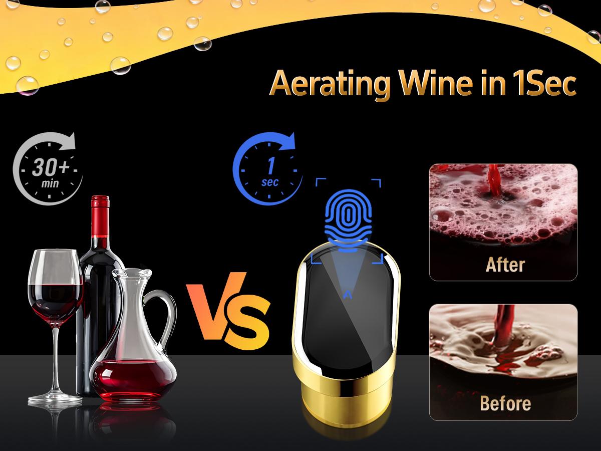5-in-1 Electric Wine Decanter with Aerator,Digital Alcohol Bottle Dispenser Adjustable Dosing,Smart Whiskey Pourer, Liquor/Spirits Pump Automatic,Nice Gifts for Women Men Mom Dad Husband Boss (Gold)
