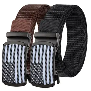 Men's Ratchet Automatic Belt-American Flag Alloy Buckle, Adjustable Size, Effortless Styling Suitable for Business, Casual, and Outdoor Wear