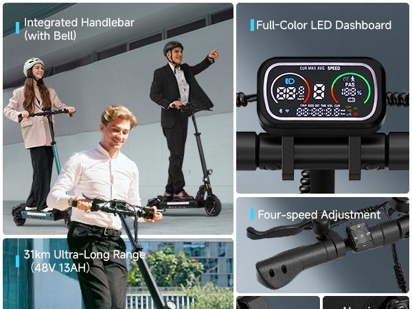 【New-in】High-end Electric Scooter for Adults, 1000W/800W Powerful Motor, 31MPH/25MPH, 31Miles/25 Miles Max Range, 10"/8.5'' Pneumatic Tires, APP Control, Dual Suspension & Dual Braking, Portable Electric Scooter Adults