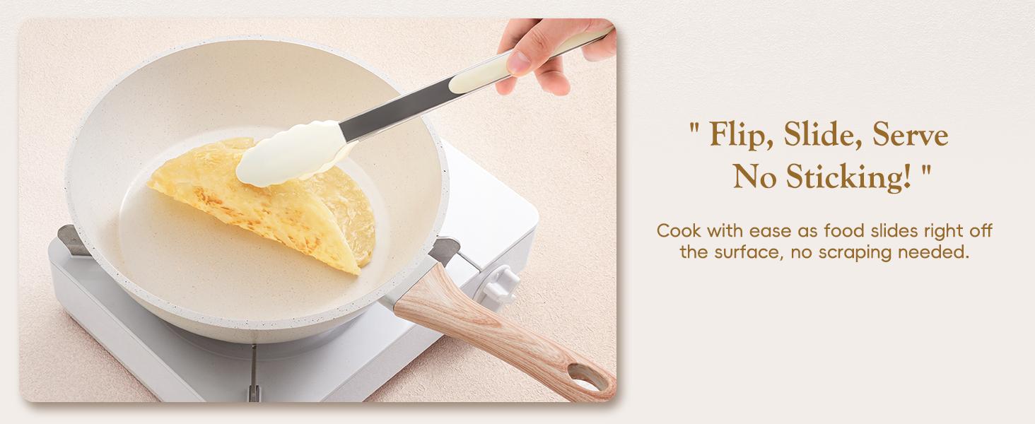 12Pcs Pots and Pans Set Non Stick Kitchen Cookware Sets Nonstick Induction Cookware Non-toxic White Granite Cooking Tools with Stay-Cool Handles, Silicone Tools (PFOS/PFOA Free)