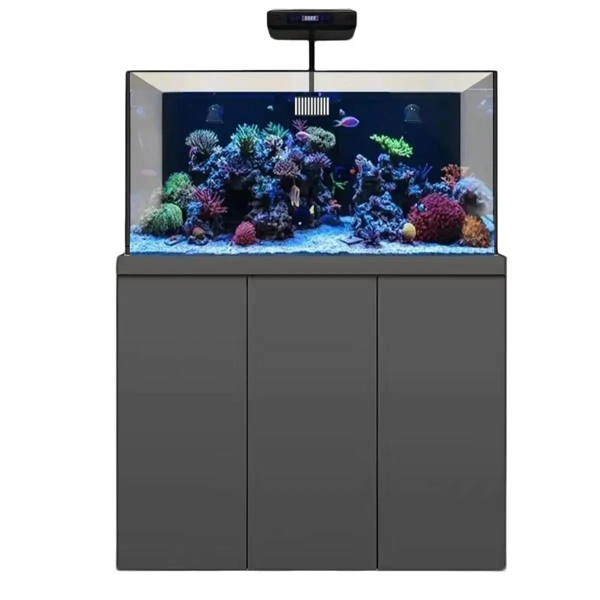 Aqua Dream 175 Gal Square Classic Home Aquarium Complete Kit - Premium Tempered Glass, Blue Matte Finish, Aluminum Frame, Integrated Skimmer, LED Light, Bio-Filtration Coral Rocks, Fish Tank Stand, Power Supply, Coral Reef Aquarium, All-In-One