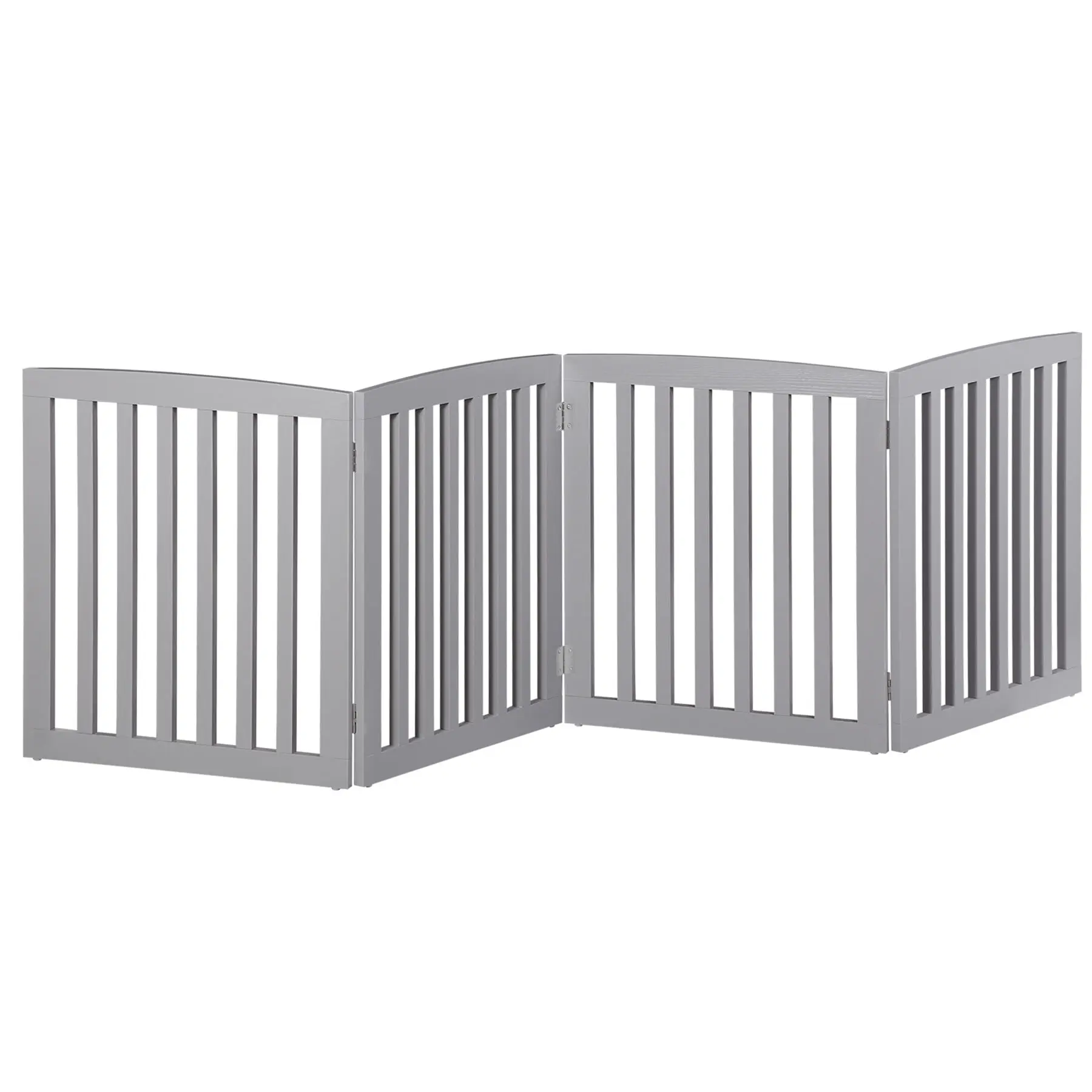 SuperDeal Pets Foldable Pet Fence Home Entryway Doorway Gate 4 Panels with Protector Feet, MDF Gray, Mdf Material, Foldable Gate