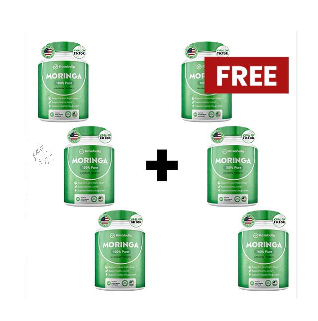 6 Pack of Rosabella Moringa Capsules (800mg) for Immune Support, Gut Health & Vitamins