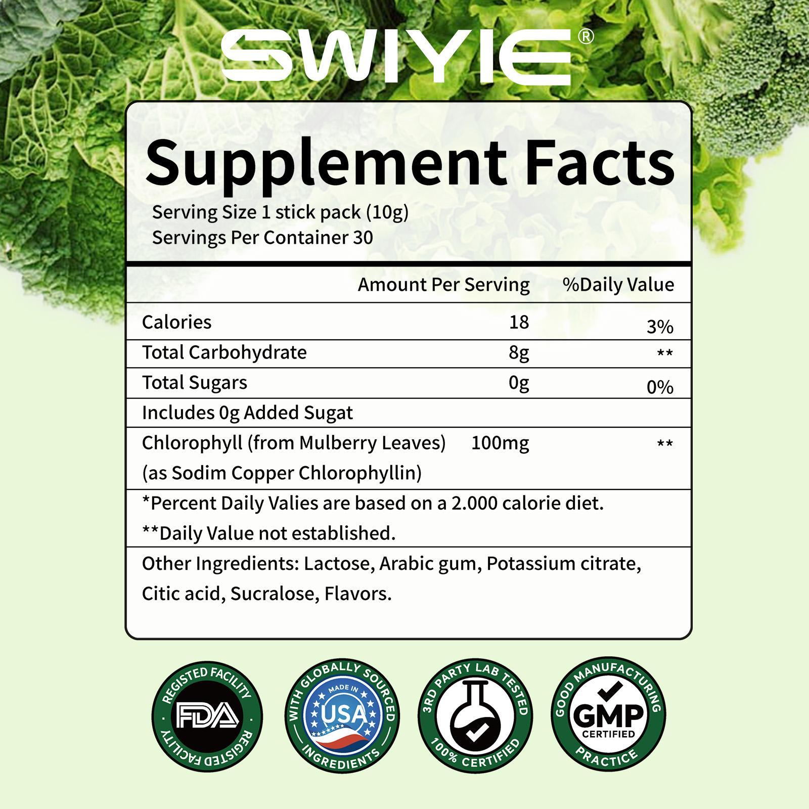 SWIYIE Chlorophyll Supports Alkalization, Gut Health & Clean Energy