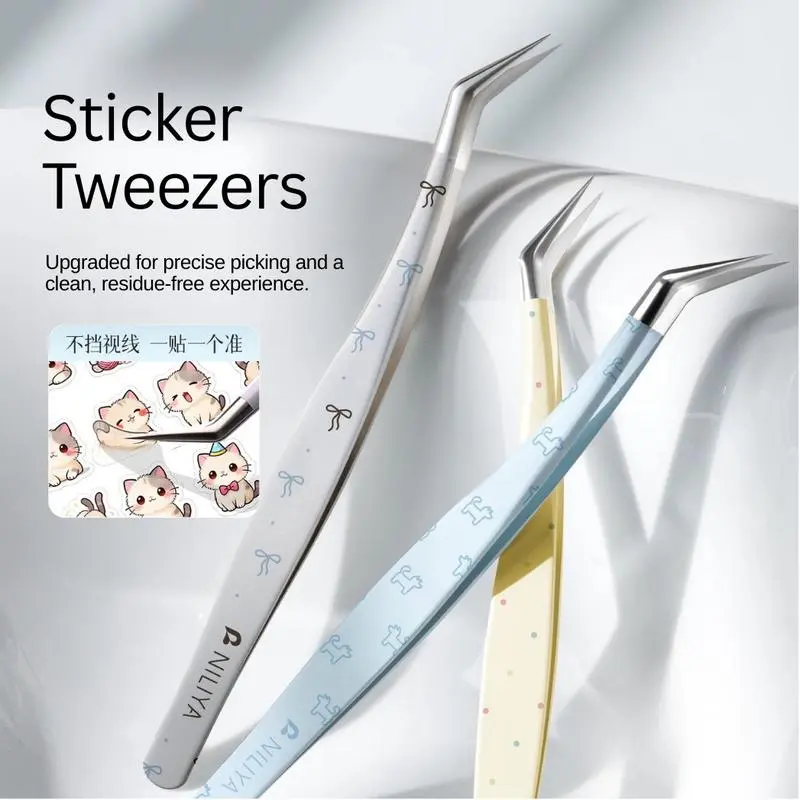 Long Angled Precision Tweezers, New Scene Sticker Tool for DIY Crafts, Crafting & Sticker Scrapbooking Tools