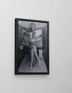 [UNFRAMED POSTER] Elegant Lady Reading Newspaper in the Toilet Wall Art Bathroom, Home, Office, Cafe Decor, Bathroom Wall Art Fun Art