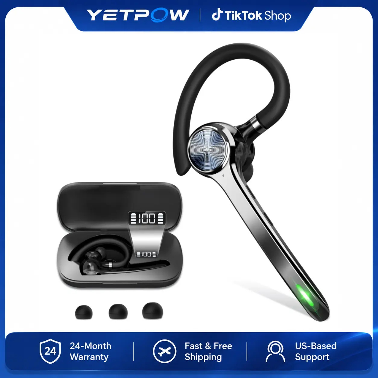 Bluetooth Headset, Wireless Earpiece with AI Noise Cancelling Mic, 500mAh LED Display Charging Case, Up to 72H Talk Time, USB Dongle and Mute Button for Trucker Office Computer Phone, G7 tiktokshopbacktoschool,back to school,back to school haul