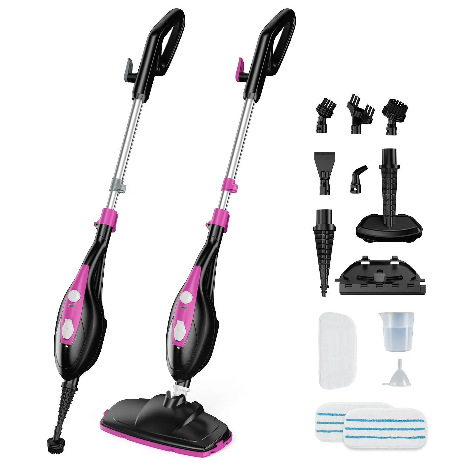 【Upgrade】10-in-1 Lightweight Adjustable Steam Mop Cleaning Set, 1550W Detachable Handheld Steam Cleaner, 16FT Cord, 2 Washable Pads for Hardwood, Tile, Lightweight Steam Mop,dorm essentials,home essentials