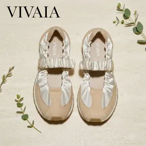VIVAIA Round-Toe Satin Mary Janes, Comfortable Arch Support Sporty Flats with Adjustable Velcro Straps, Tennis shoes, Polished Everyday Sneakers (Ayla), Sneaker Maryjanes, Wide Feet Friendly Maryjanes Sneakers, Hybrid Maryjanes, SpringFresh