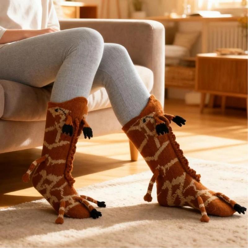 Fun Knit Animal Socks - Winter Warm Floor Socks Creative Gift for Friends Unisex Socks Christmas Holiday Gift Womenswear Bridal Ultra Soft Cotton Blend