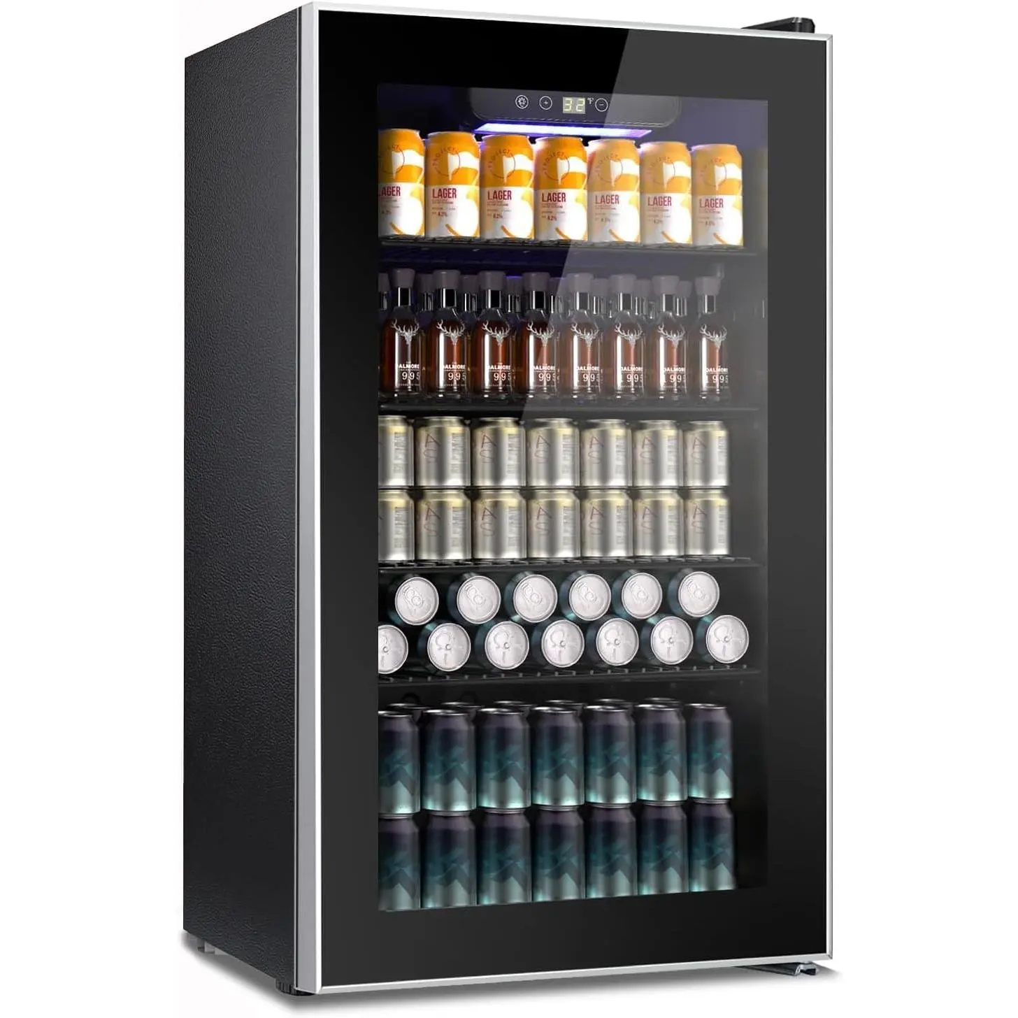 COWSAR Compact Beverage Refrigerator & Cooler - 1.3-4.4 Cu.Ft Family Kitchen Appliance, 48-130 Can Mini Fridge with 4 Shelves, Digital Display (32~61℉) for Man Cave Gadgets, Home Use, Kitchen Appliances, Office
