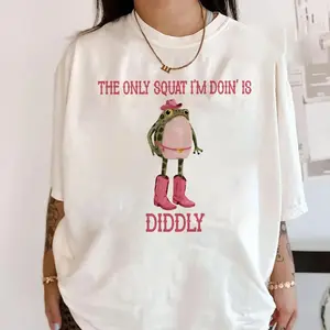 The Only Squat I'm Doin' Is Diddly Shirt, Funny Cowboy Frog Shirt, Western Humor, Lazy Gym Shirt, Sarcastic Western, Diddly Squat Shirt