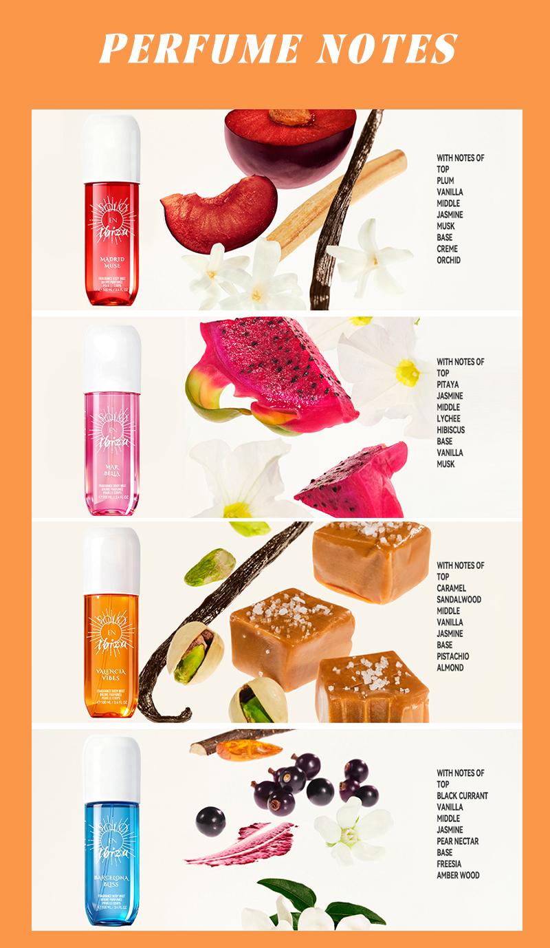 8-Piece Set, SOLO EN IBIZA Body & Hair Fragrance Mist And Body Cream Gift Box, Long Lasting Perfume, 4 Different Scents, Perfect For Holiday Gifts, Dating, Daily Life, Parties, 3.4 fl oz Perfume,1 oz Body Cream