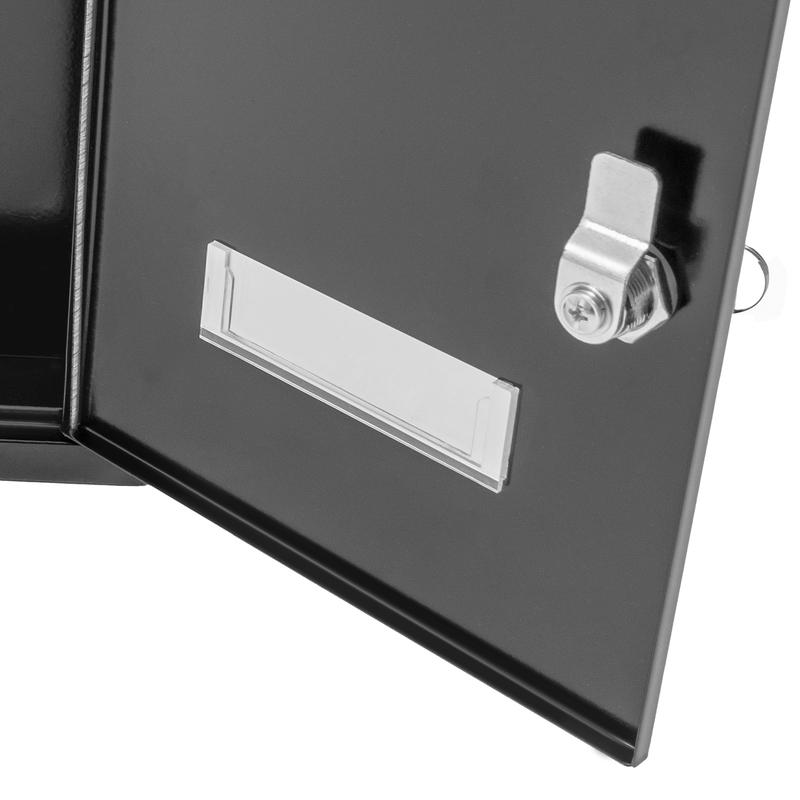 CNCEST Metal Wall-Mounted Mailbox with Key Lock Large Capacity Mail Box with View Window for Home or Office Spraying Molding Process Rainwater Protection Modern Black Organiser Racks